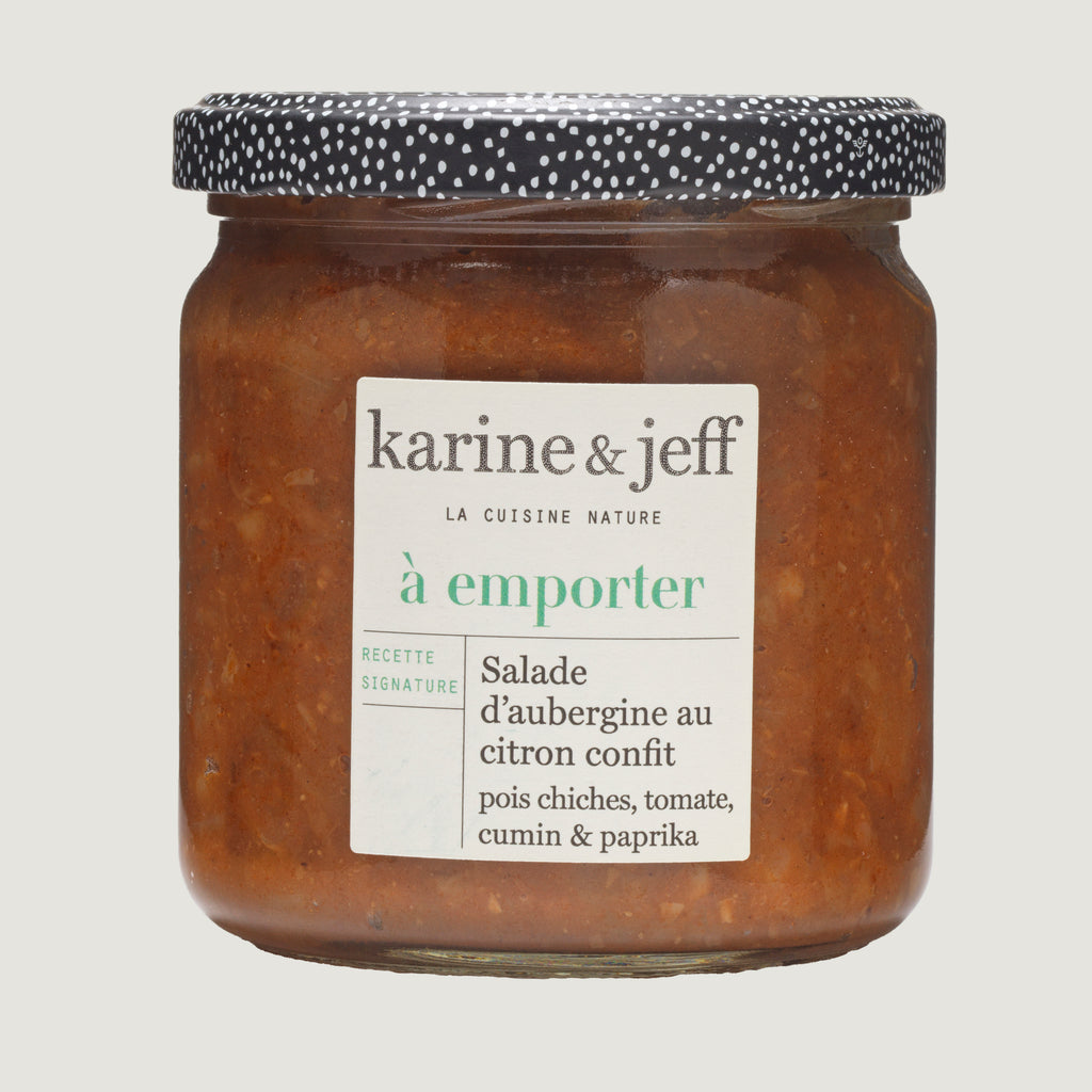 Salade d’aubergine au citron confit, recette bio Karine & Jeff