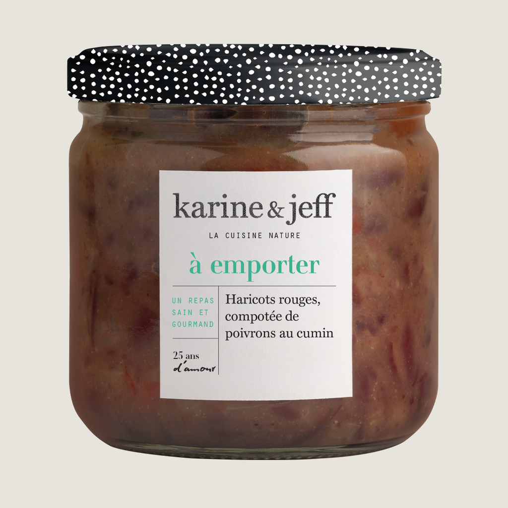 Haricots rouges - compotée de poivrons au cumin