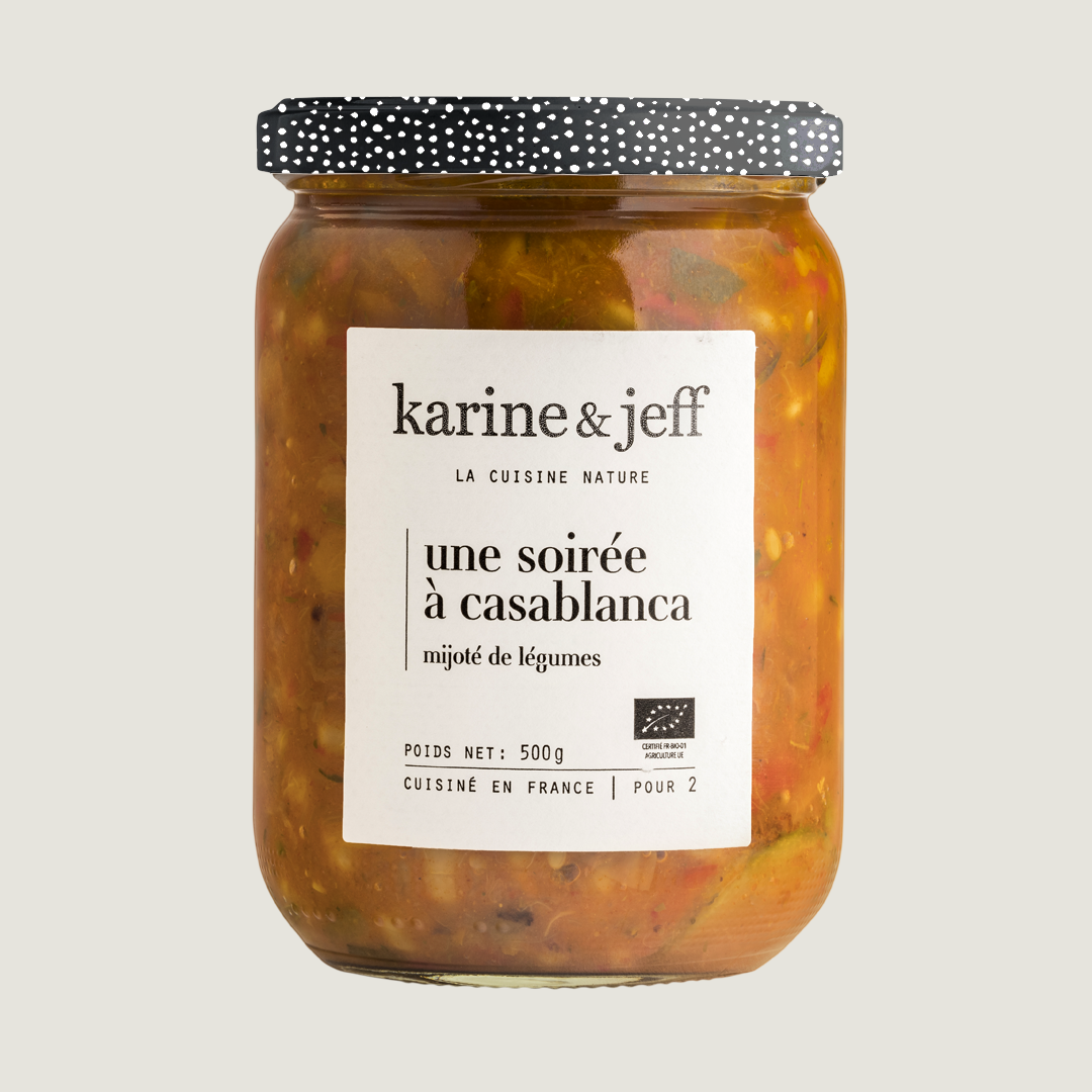 Une soirée à Casablanca - mijoté de pois chiches, légumes et lait de coco 500g, recette bio Karine & Jeff