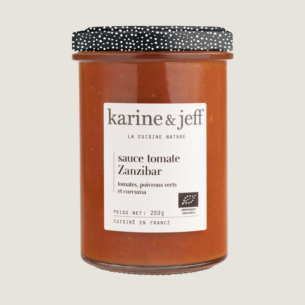 Sauce tomate Zanzibar - tomates, poivrons verts et curcuma, recette bio Karine & Jeff