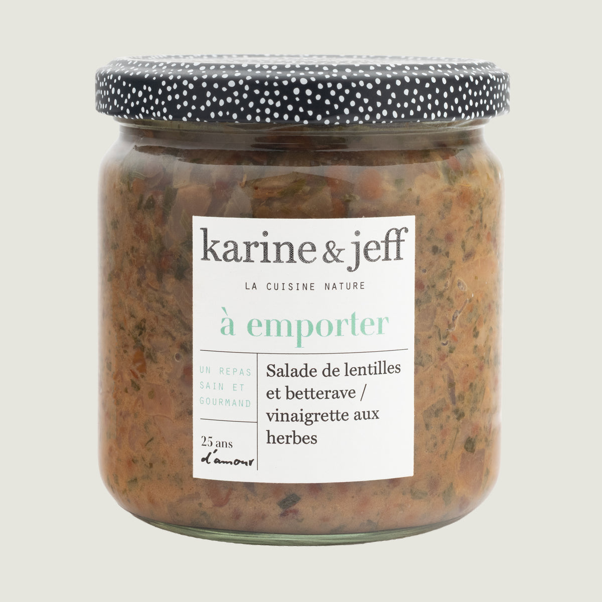 Salade de lentilles et betterave / vinaigrette aux herbes, recette bio Karine & Jeff