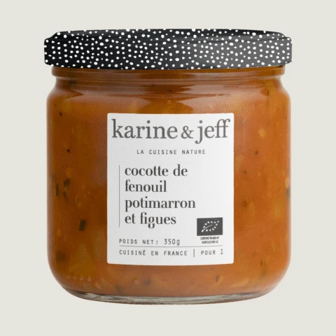 Cocotte van venkel, rode kuri-pompoen en vijg